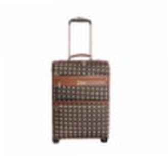 Fashion checkerwork pu leather trolley luggage