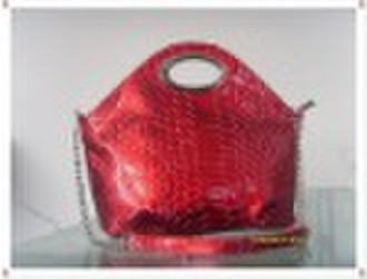 Ladies' crocodile grain PVC handbag