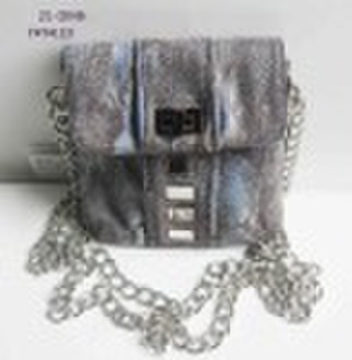 Lady's fashion bag/metal chain accented bag/gr