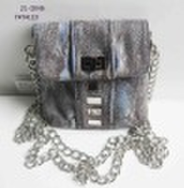 Lady's fashion bag/metal chain accented bag/gr