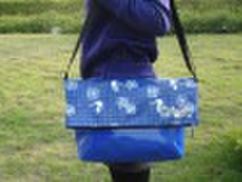 Blue pvc tarpaulin shoulder bag