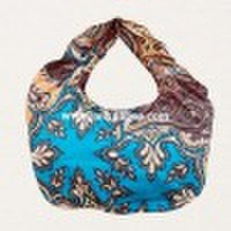 2010 cotton fabric flower tote bag