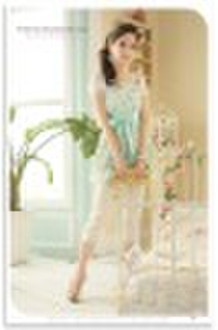 Japen style o-neck bowknot embelllished short slee