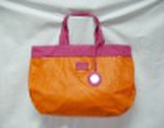 beach bag with orange canvas