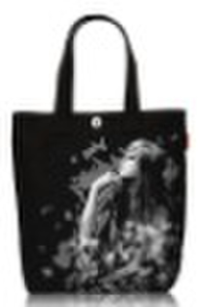 thinking girl printing canvas tote bag