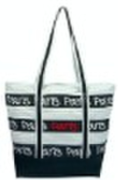 stripe fashion canvas bag with letter printed