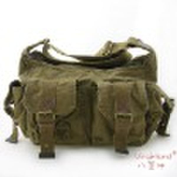 2353 army green 100% cotton washed canvas messenge