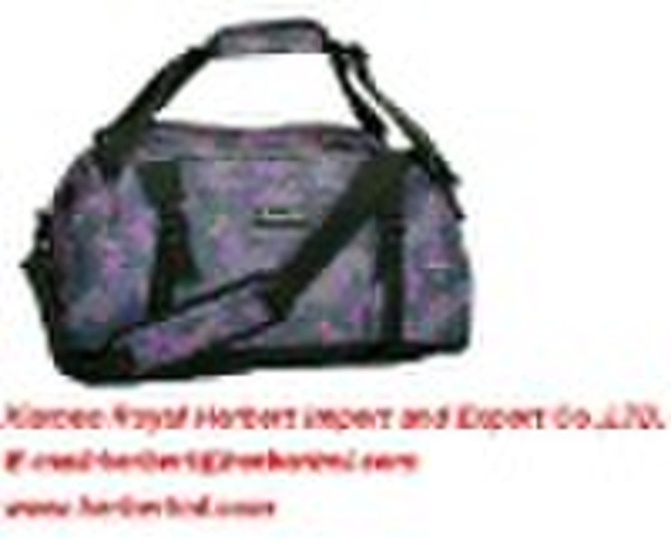 nice purple polyester travel bag with cool print