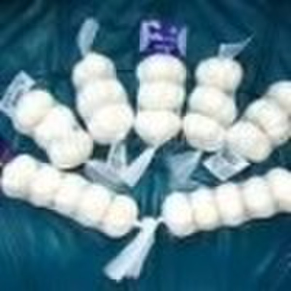 white pe extruded net bags with label for garlic