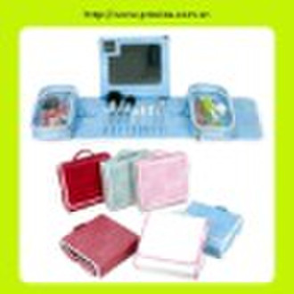 Cosmetic Bag with Mirror and Brush Holders