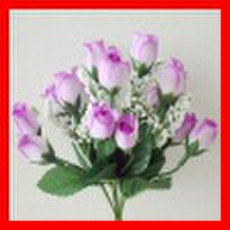 silk flower- 15-head small artificial rose bushes