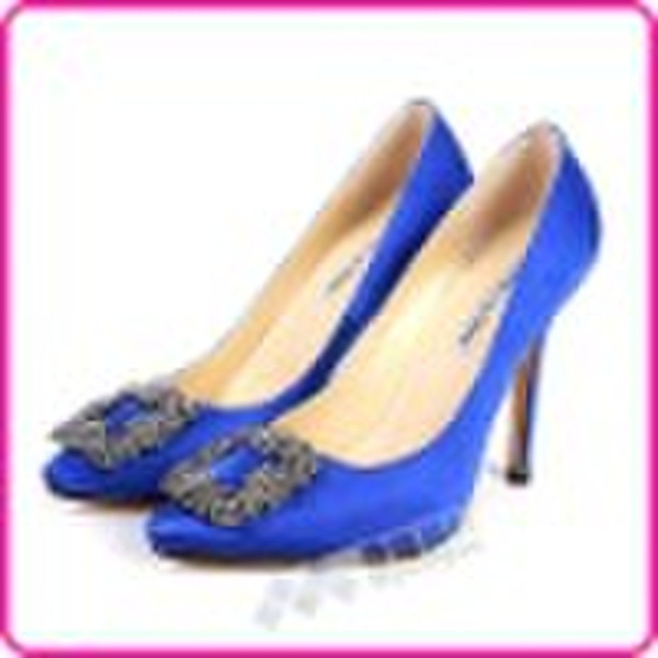 Manolo Blahnik blaue Satin-Hochzeitsschuhe