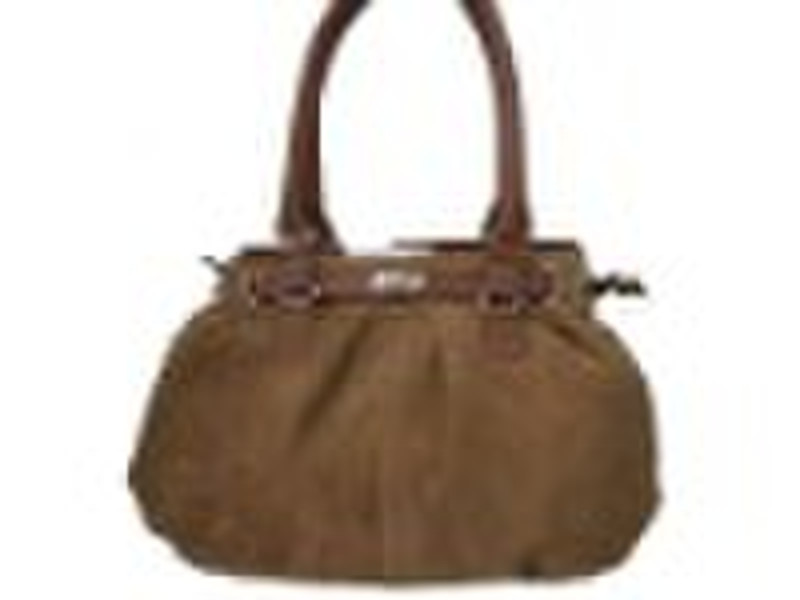 Suede leather ladies handbag