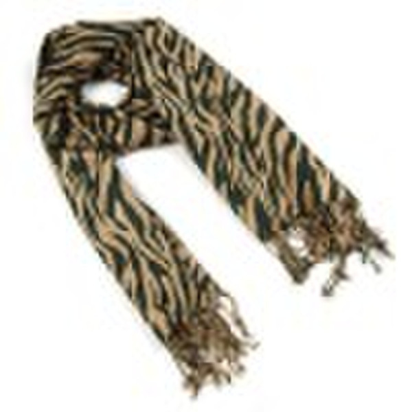 Acrylic zebra-stripe Scarf with printed