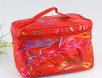 Red Nylon Cosmetic Bag