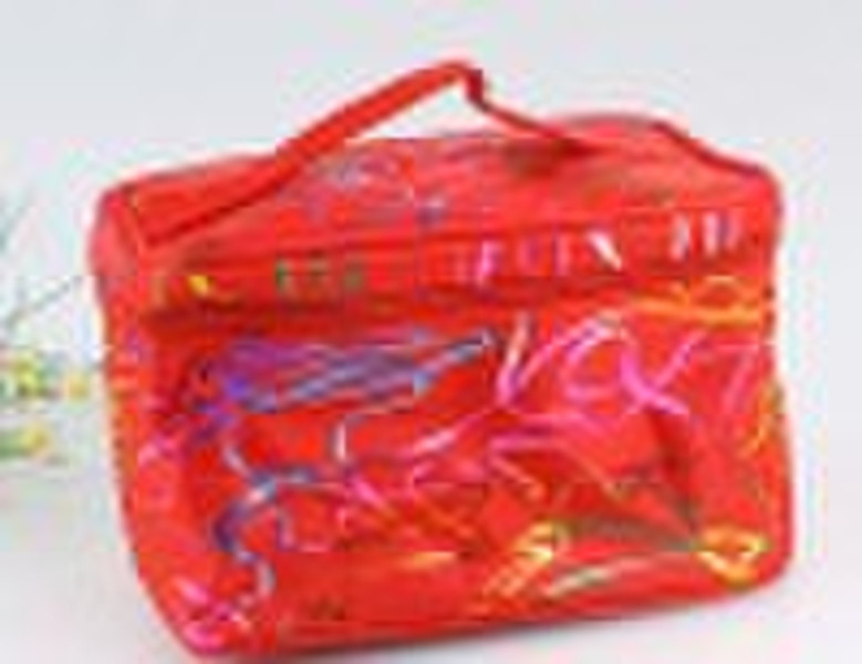 Red Nylon Cosmetic Bag