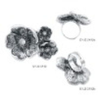 Fashion three silver flower ring