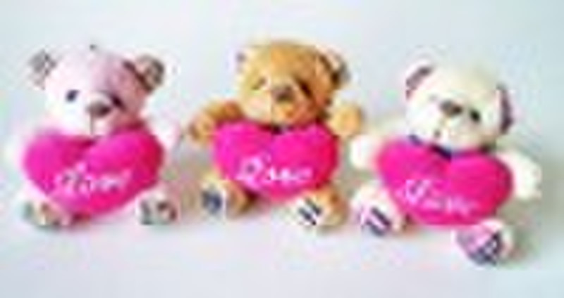 6.5cm soft teddy bears with heart charm, plush ted