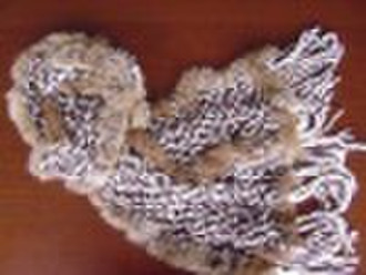 knitted rabbit fur scarf