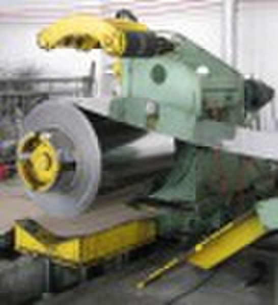 slitting line-moveable decoiler with supporting ar