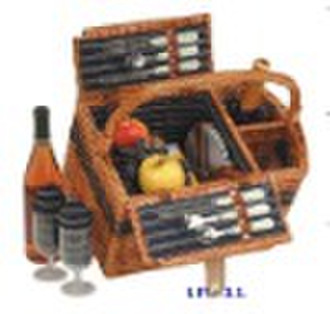 natural handmade wicker picnic basket for 2 person