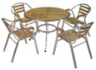 Aluminum-Wood Chairs&table