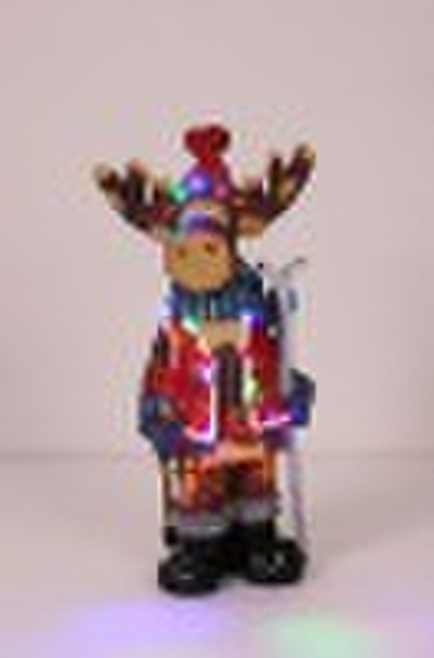 Fiber Optic Xmas Resin Wood Look Moose