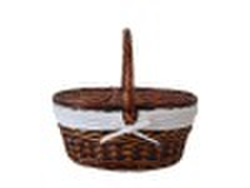 Portable Wicker Picnic Basket With Liner