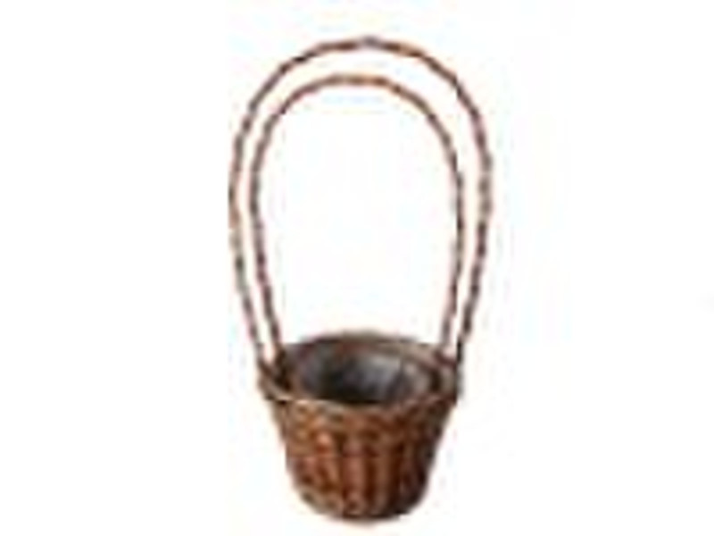 2pcs Wicker Flower Basket With High Handle