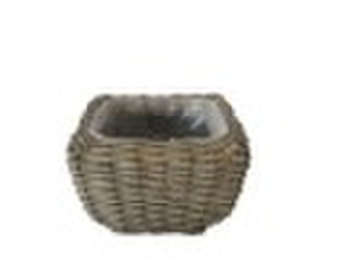 Grey Wicker Flower Pot