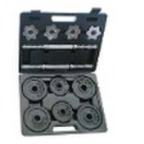 15kg black cast iron barbell set