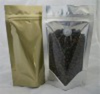 stand up coffee bag with zipper and valve