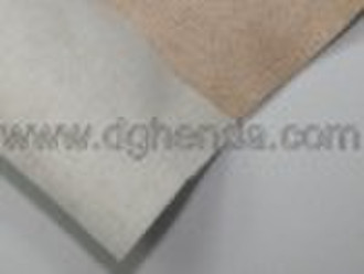 beige suede fabric laminated with 100% cotton fuzz