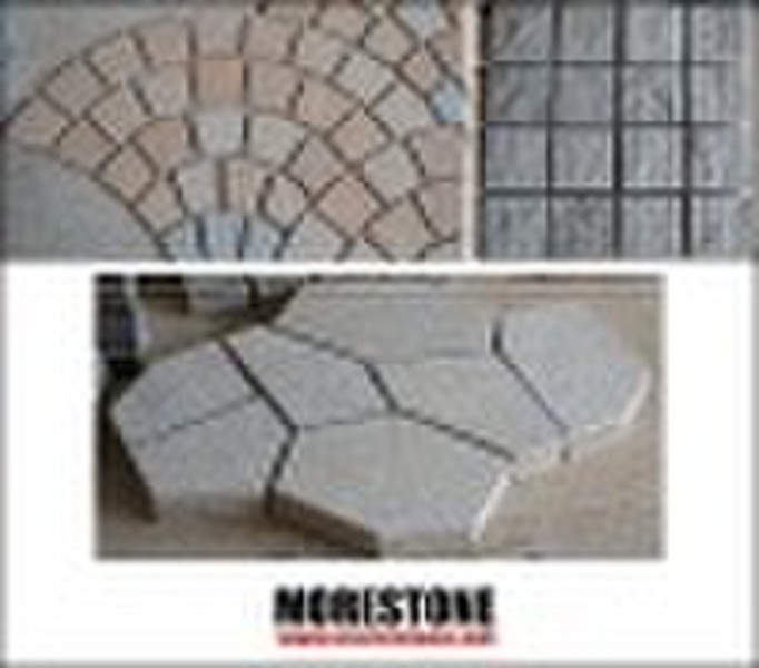 Meshed Back Granite Pavers Geometric Shape and Pat