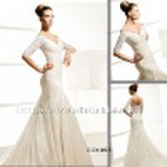Free shipping high quality organza lace wedding dr