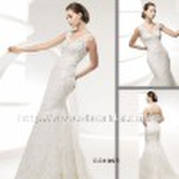 Free shipping organza lace wedding dress gown cust