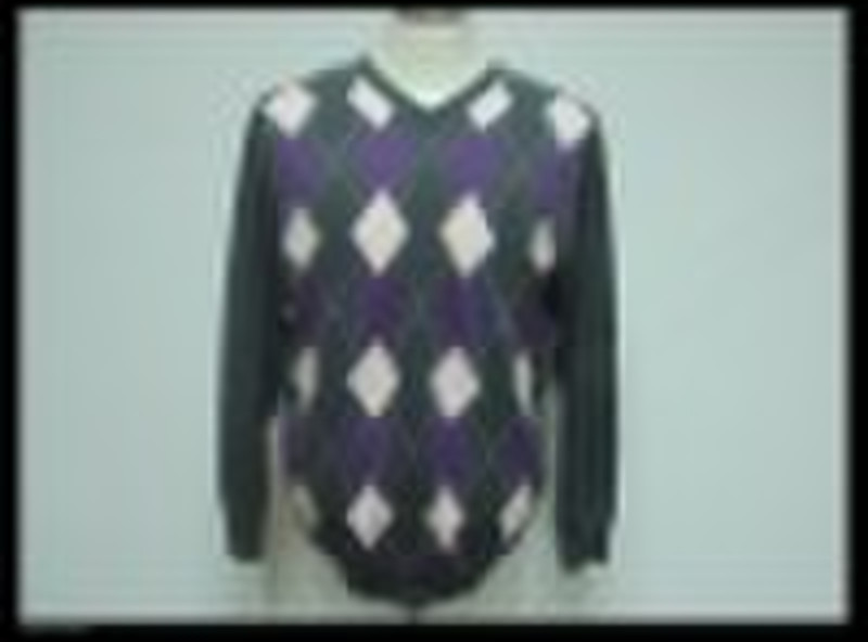 Mode Jacquard V-Ausschnitt Baumwolle Pullover für Herren