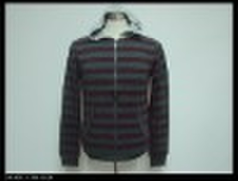Hooded Men's Cardigan with Stripes