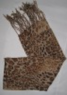 Tiger Print Oblong Voile Scarf With Lurex(65"