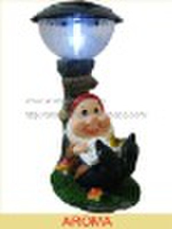 solar garden lamp with gnome