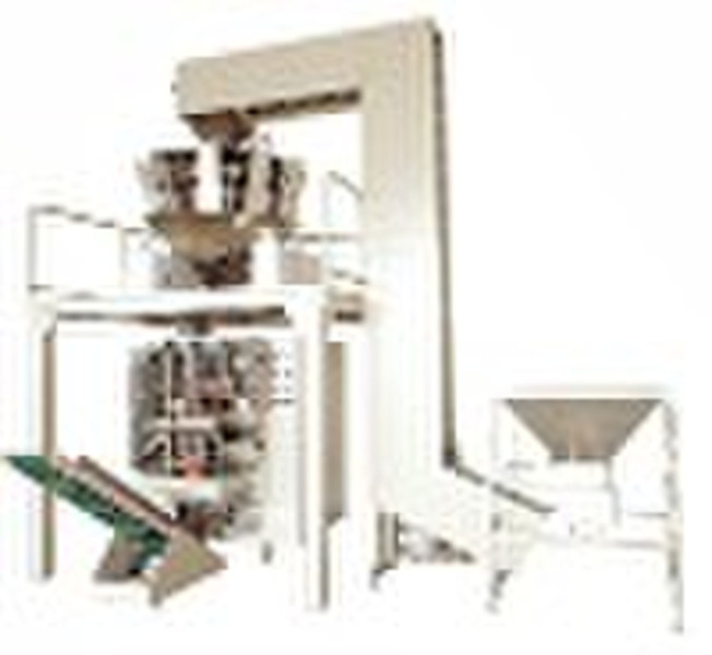 Packaging machine combined with multihead weighed