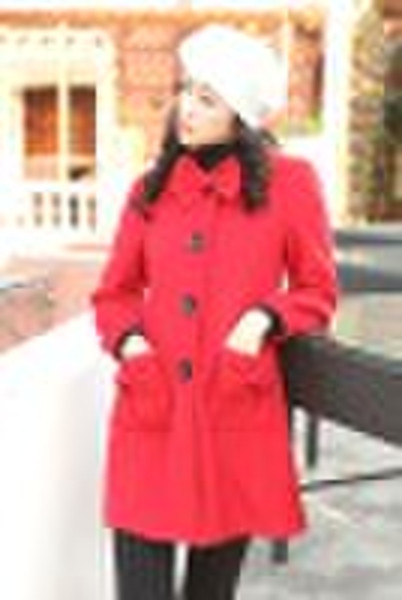 Christmas Sweety Bowknot Thickness Wool Coat