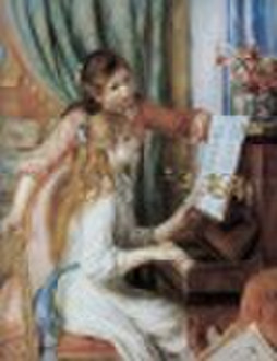 Zwei junge Mädchen am Klavier-Ölbild