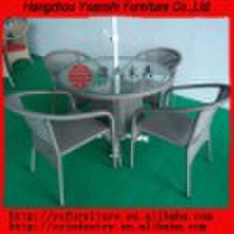 PE Allwetter Rattan Terrasse Kaffee / Tee Tisch-Set