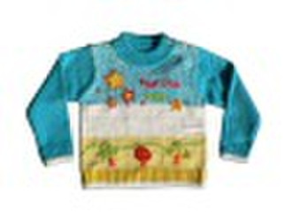 girl's tricot pullover sweater with hand embro