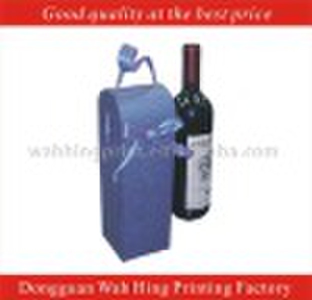 Gift box with ribbon handle for wine packaging