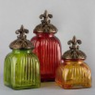 Glass candy Jar with polyresin lid