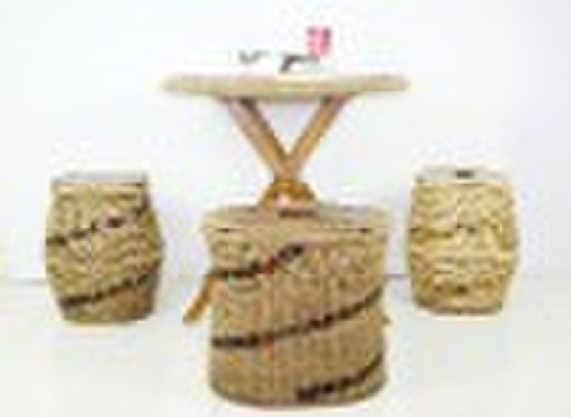 Wooden and rattan table sets