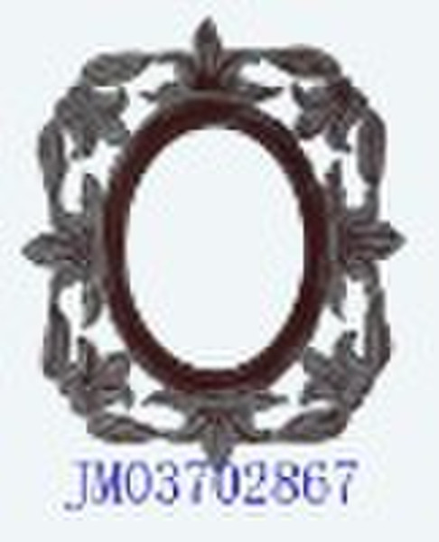 Round walnut wooden carved Wall hanging mirror fra