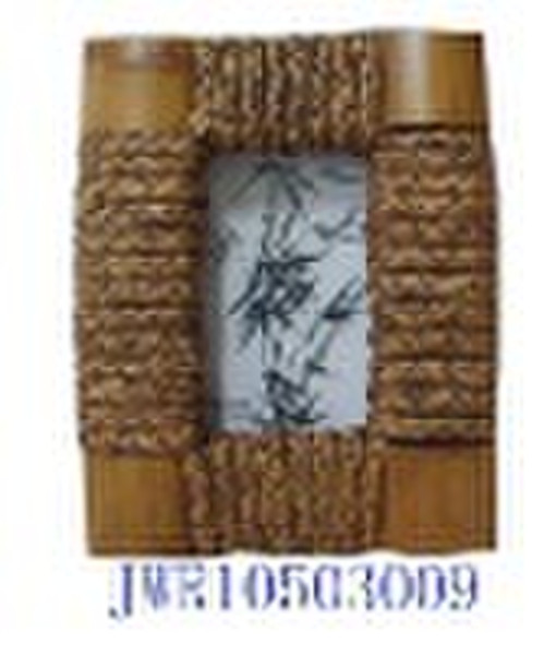 Wooden and  rattan photo frame